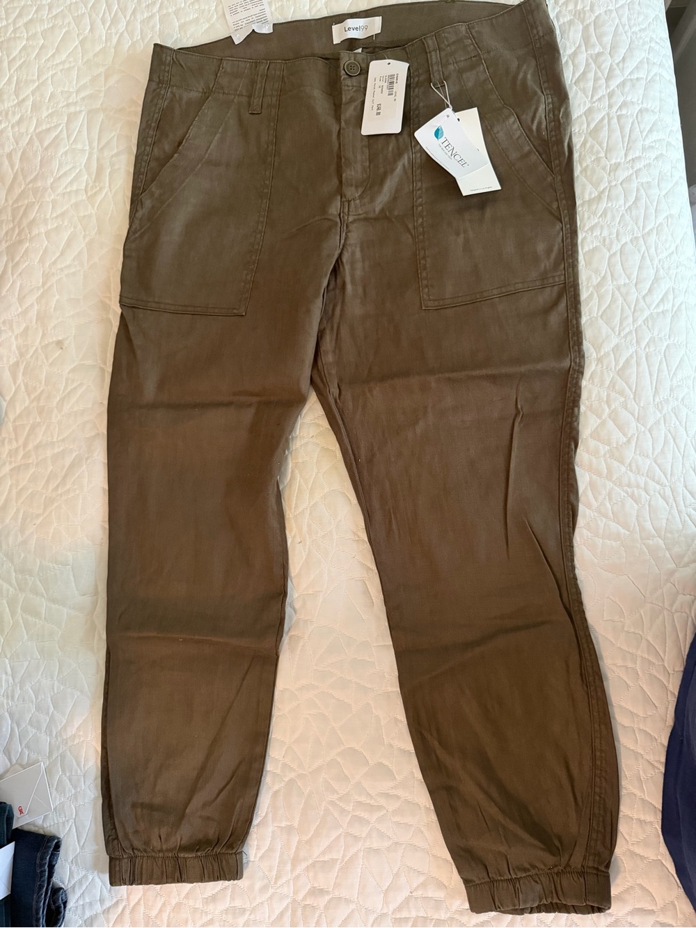Level 99 Olive Green Utility Jogger Trousers